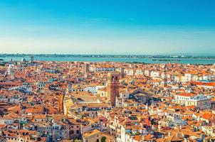 Aerial panoramic view of Venice city old historical centre photo