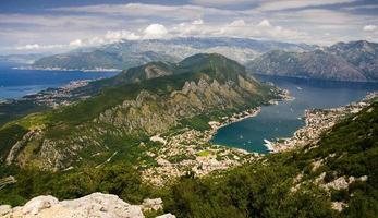 Top view of Boka Kotor bay and Kotor from Lovcen Mountain, Montenegro photo