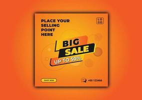 Big sale up to 50 percent, Sale banner template design, social media post, marketing kit vector