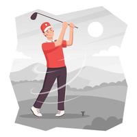 Man Playing Golf on The Field vector