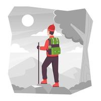 Male Hiker Climbing The Mountain vector