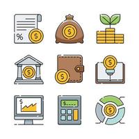 conjunto de iconos de educación financiera vector
