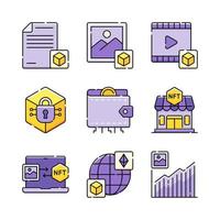 conjunto de iconos de tecnología nft vector