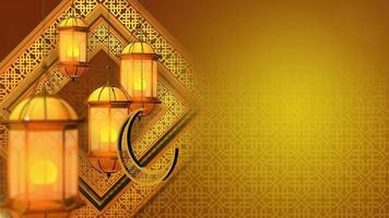 loop de backround giratório de lanternas de ouro árabe video