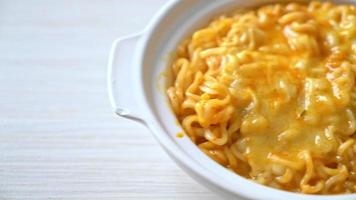 spicy instant noodle bowl with mozzarella cheese video