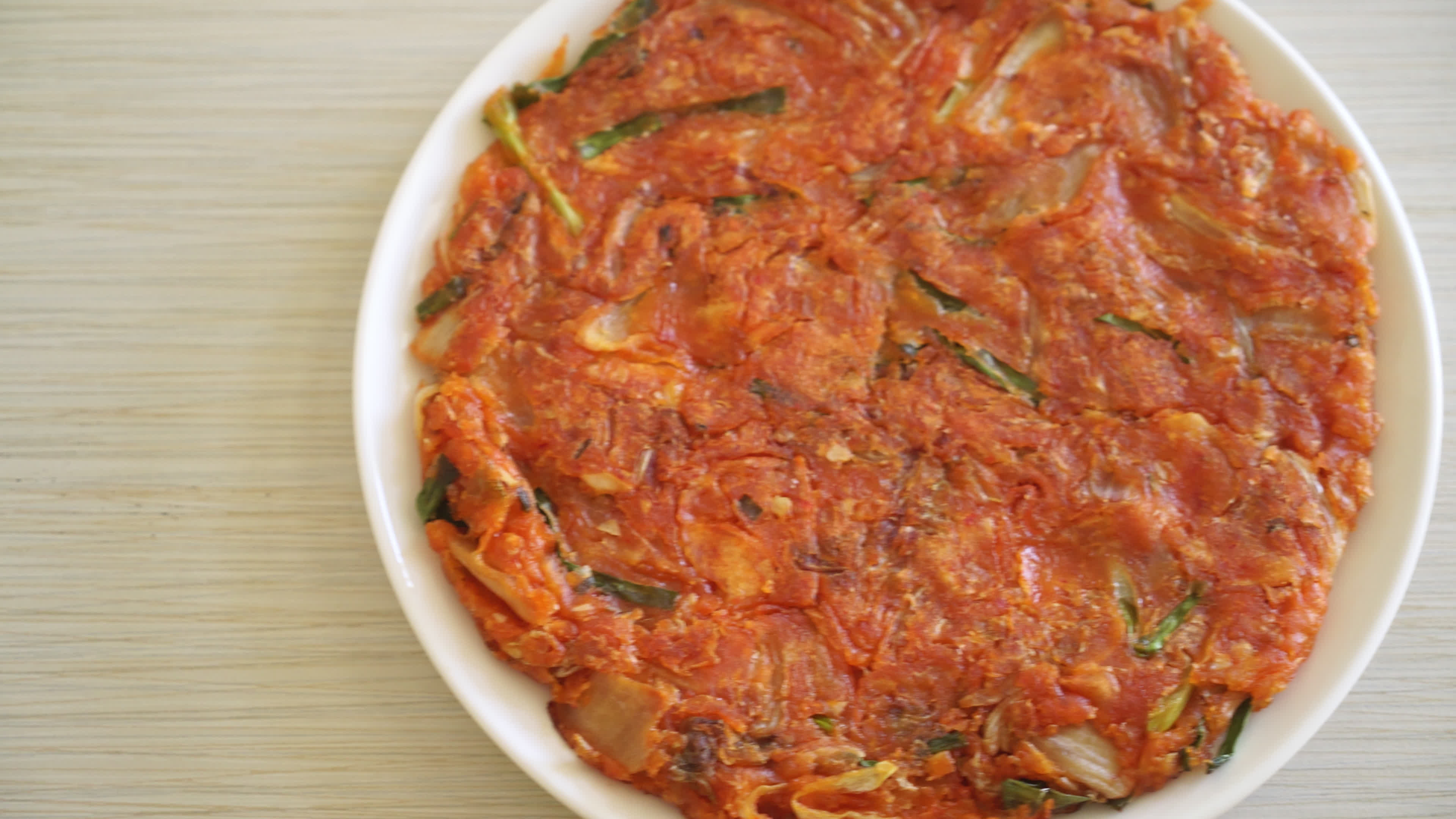 Korean Kimchi pancake or Kimchijeon Fried Mixed Egg, Kimchi, and Flour Korean food style