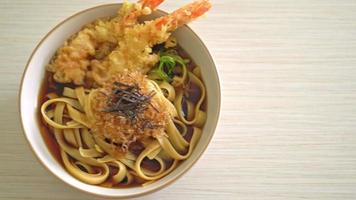 Japanese ramen noodles with shrimps tempura - Asian food style video