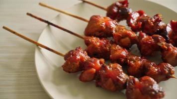 grilled chicken gizzard skewer yakitori serve in izakaya style - Asian food style video