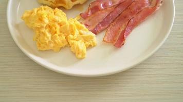 scrambled egg with bacon and waffle for breakfast video