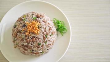 arroz frito con aceitunas negras chinas saladas con carne de cerdo picada - estilo de comida asiática video