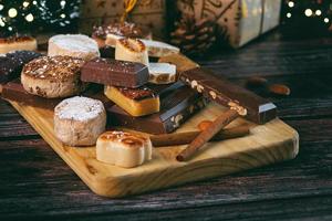 Nougat christmas sweet,mantecados and polvorones. Assortment of christmas sweets typical in Spain photo