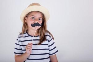 funny girl with fake mustache photo