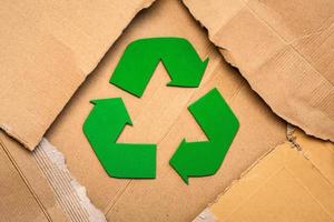 Top view of Symbol of recycling. Paper recycling concept photo