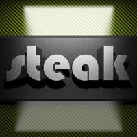 steak word of iron on carbon photo