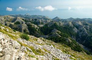 Curvy road to mountain peak Sveti Jure, Biokovo, Dalmatia, Croatia photo