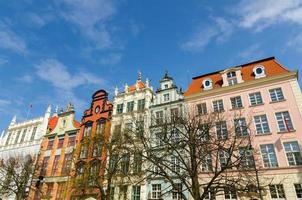 Facade of beautiful typical colorful buildings, Gdansk, Poland photo