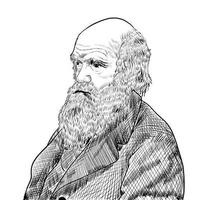 surakarta indonesia, 23 de febrero de 2022, ilustración de charles darwin sobre fondo blanco vector