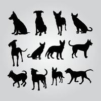 Silhouette Dogs Arts, Dogs Illustration Design, I Love Dog vector