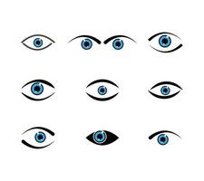 Abstract set of eyes. Open, winking and closed eyes. vector