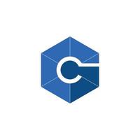 Hexagon blue letter G logo. Initial letter g icon. vector