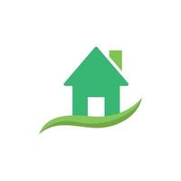 Green home logo with eco house. vector