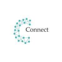 Connect Technology Icon. C Letter with Dot Circle Connected as Network Logo Vector - Vector.