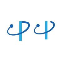 Letter P tech logo. Vector alphabet p technology icon.