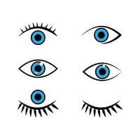 Abstract set of eyes. Open, winking and closed eyes. vector