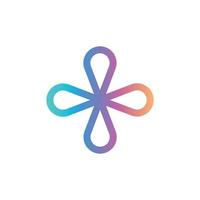 Abstract linear plus path cross gradient logo icon design modern minimal style illustration. Flower icon. vector