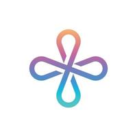 Abstract linear plus path cross gradient logo icon design modern minimal style illustration. Flower icon. vector