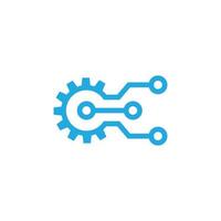 Digital gear tech - vector business logo template concept illustration. Gear electronic factory sign