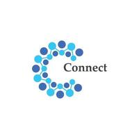 Connect Technology Icon. C Letter with Dot Circle Connected as Network Logo Vector - Vector.