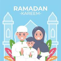 Family moslem celebrating eid mubarak vector