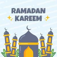 Ramadan Kareem greeting Concept with mosque illustration vector