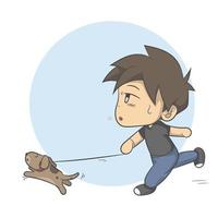 boy and dog vector