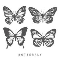 silhouette and outline batterfly vector