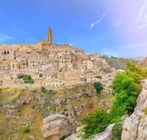 Aerial panoramic view of historical centre Sasso Caveoso of old ancient town Sassi di Matera photo