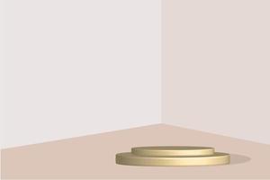 3d rendering, orange abstract background, empty podium, Empty showcase mockup with empty round stage. vector