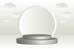 3d rendering, silver abstract background, empty podium, Empty showcase mockup with empty round stage. vector