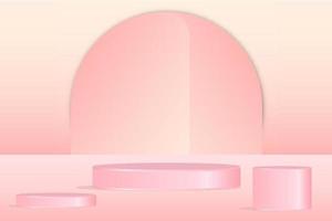 3d rendering, pink abstract background, empty podium, blank showcase mockup with empty round stage. vector