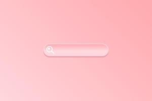 illustration, minimal blank search bar on pink background. 3d rendering web search concept, vector