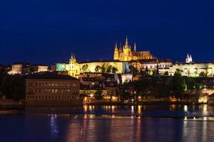 View of Prague old town, historical center with Prague Castle, St. Vitus Cathedral photo