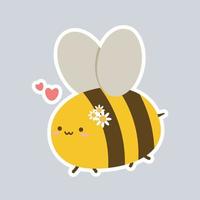bonita abeja con margaritas descarga gratuita de vectores. gráfico vectorial libre. vector de abeja