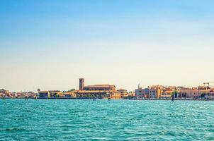 Panoramic view from sea lagoon of Chioggia town cityscape photo