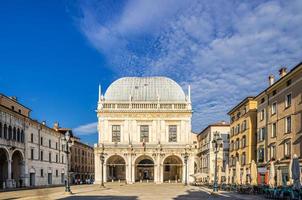 Palazzo della Loggia palace Town Hall Renaissance style building and street lights in Piazza della Loggia photo