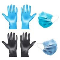 Medical latex protective gloves and medical masks vector