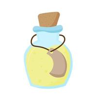 Magic potion in a small bottle with a lid and a tag vector