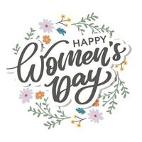 Women's Day hand drawn lettering. Red text isolated on white for postcard, poster, banner design element. Happy Women's Day script calligraphy. Ready holiday lettering design. vector