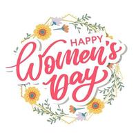 Women's Day hand drawn lettering. Red text isolated on white for postcard, poster, banner design element. Happy Women's Day script calligraphy. Ready holiday lettering design. vector