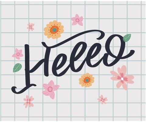 Hello in hand drawn style. Hello world. Lettering design concept. White background. Hand lettering typography. New year party. Hello quote message bubble. Hello symbol.